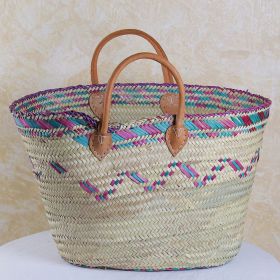  TAZA.ZWAK, Palm basket with short leather handles