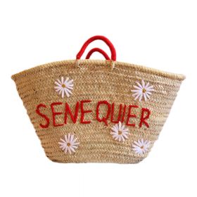 Palm basket, embroidered