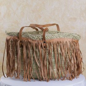  TAZA.HDOUB, Palm basket with short leather handles