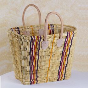 Conical Basket with short leather Handles